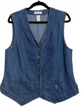 Vintage Cherokee  Blue Denim Vest Button Front Medium